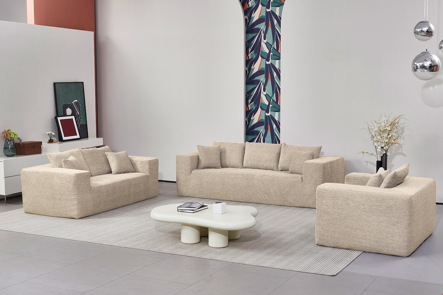Elegant flex Beige Sofa for 2 Loveseat