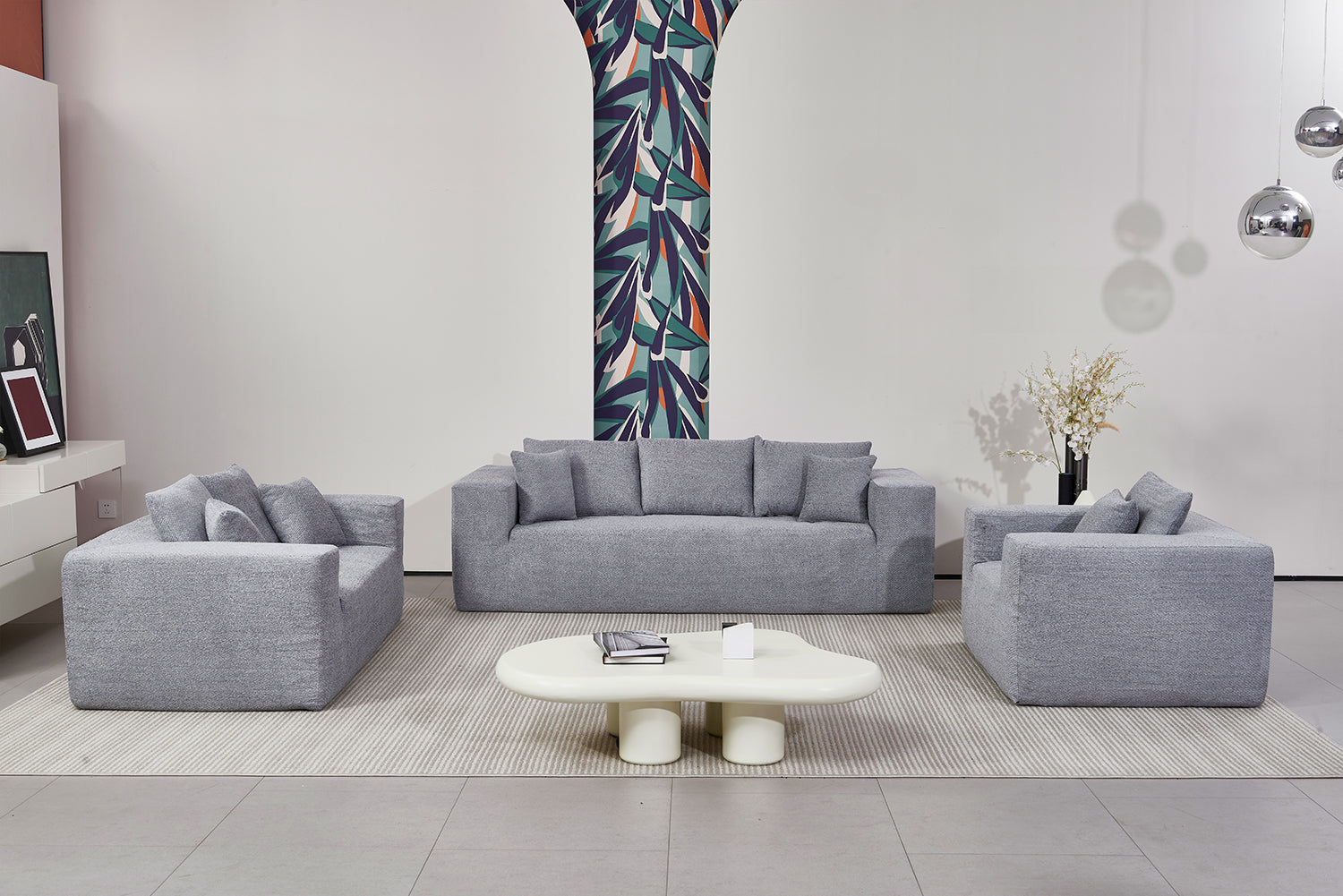Elegant flex Grey Double-Seat Sofa Loveseat