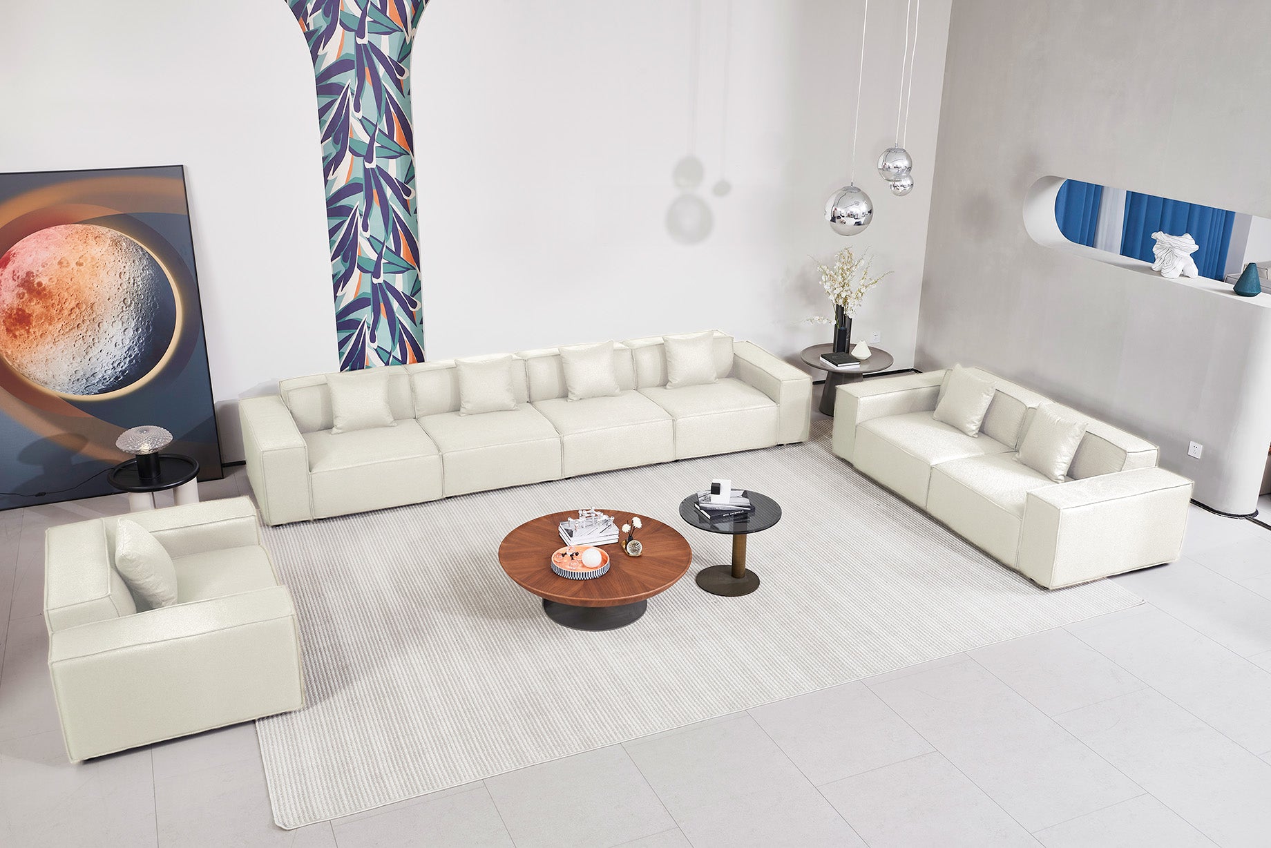 Versaluxe Sectional Double-Seat Sofa Loveseat in Beige