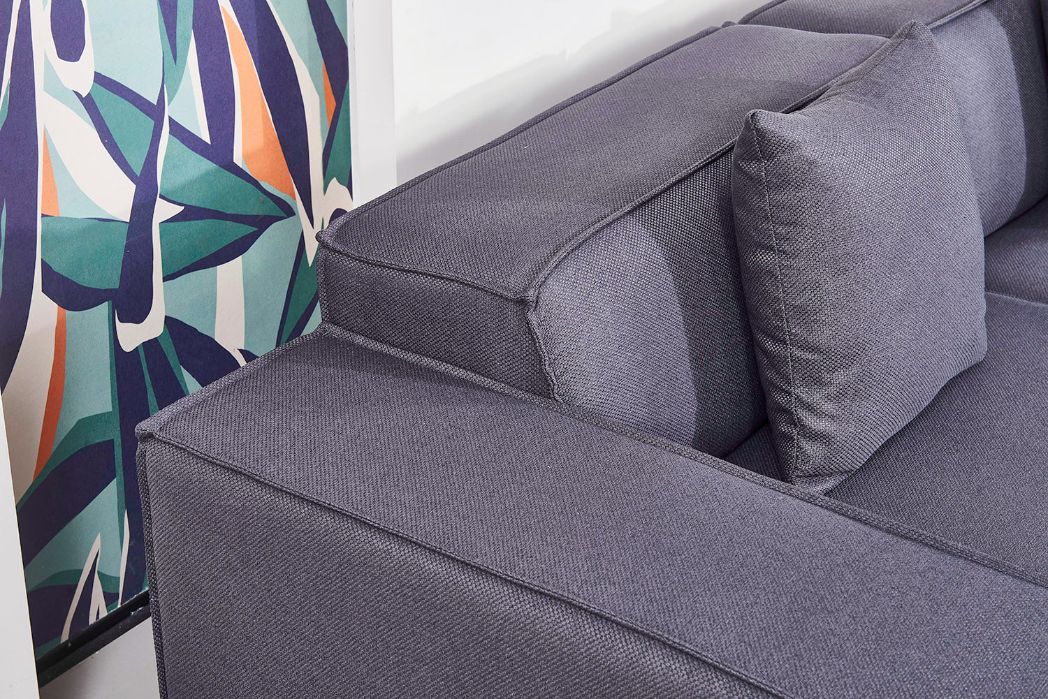 Versaluxe Sectional Double-Seat Sofa Loveseat in Grey