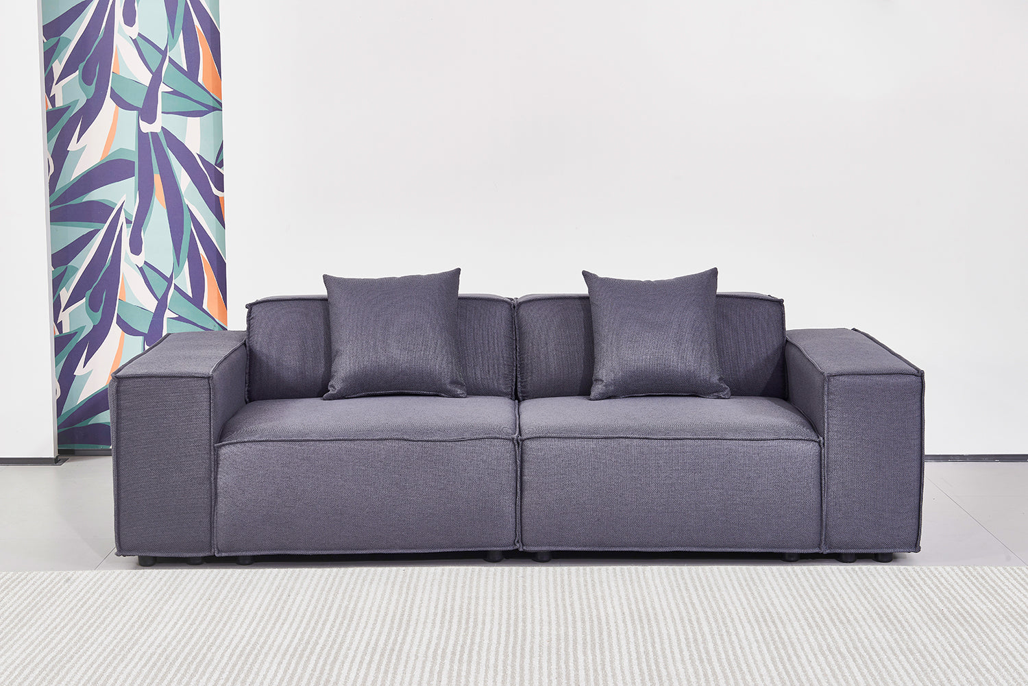 Versaluxe Sectional Double-Seat Sofa Loveseat in Grey
