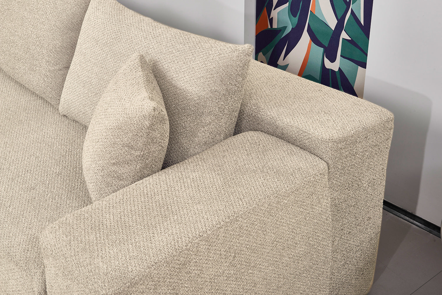 Elegant flex Beige Triple-Seat Sofa