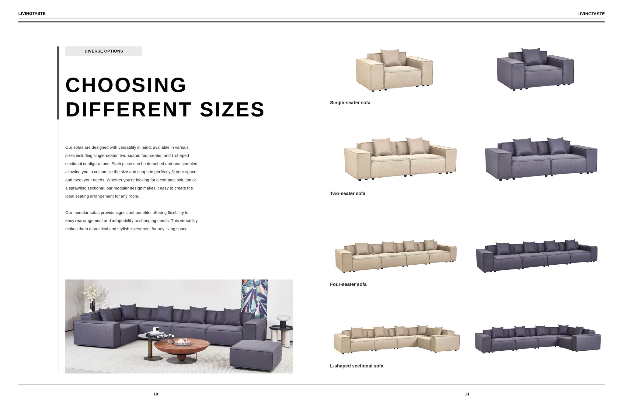 Versaluxe Sectional Double-Seat Sofa Loveseat in Beige