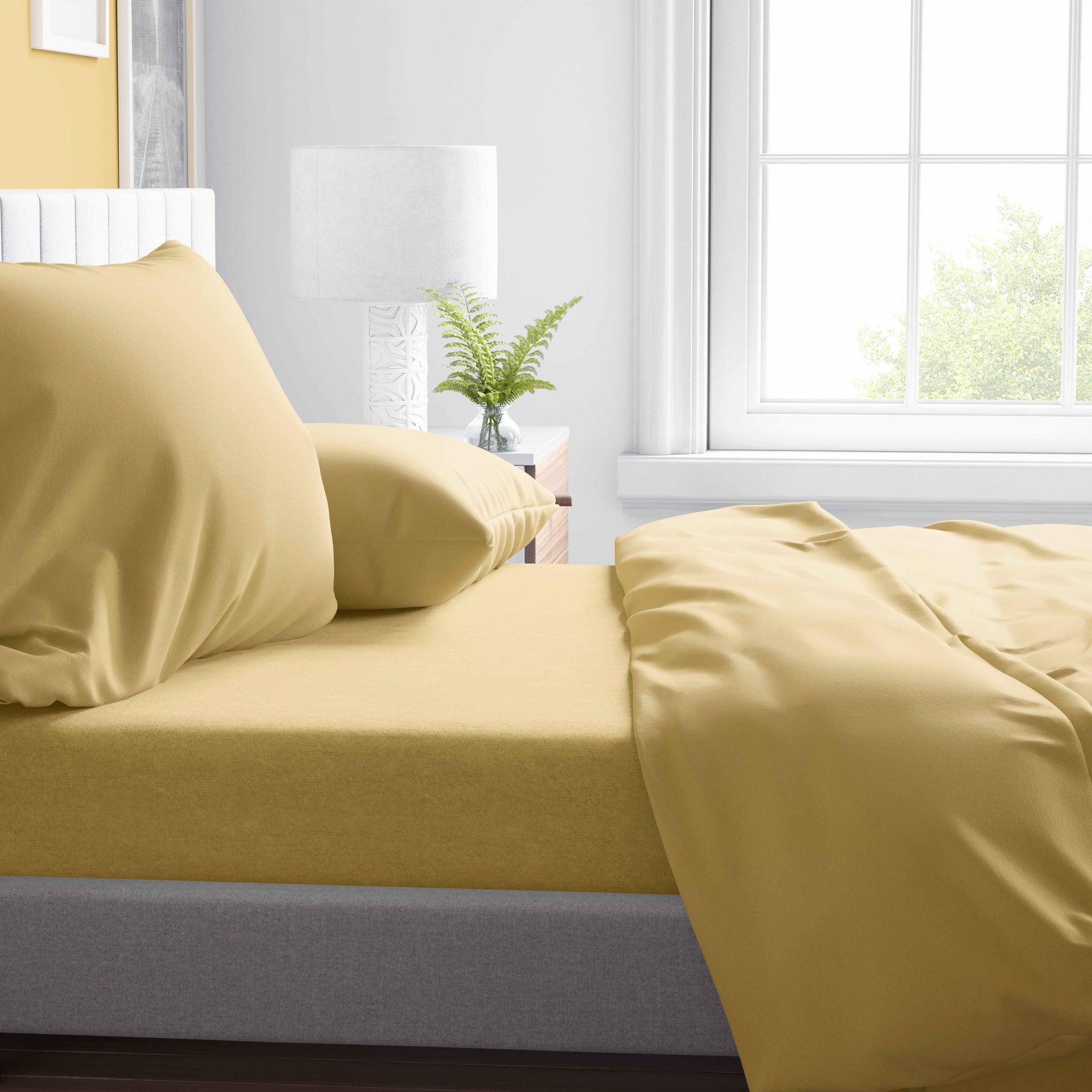 Microfiber Yellow Gold Bed Sheet 4-Piece Set